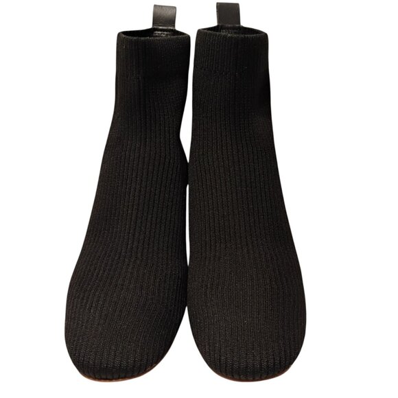Everlane Sock Boots Ankle Booties Ribbed Stretch 2" Block Heels Classic Black 6 - Picture 4 of 11